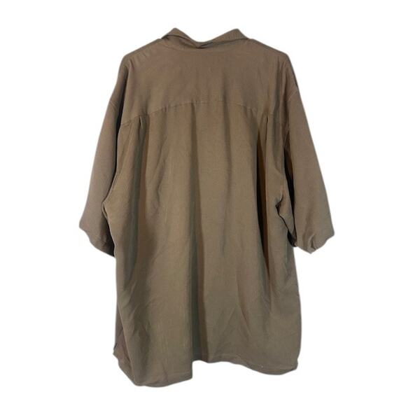 Reservoir Dark Tan Collared Short Sleeve Dressy Button Down Shirt Men Sz 2XL - Picture 2 of 8
